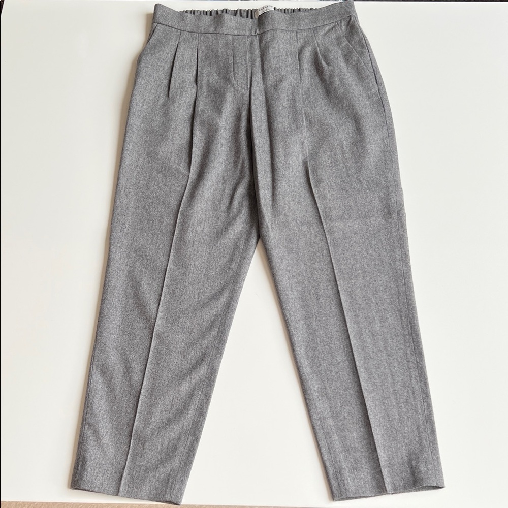 Aritzia Babaton Wool and Cashmere Blend Gray Pleated Tailored Dress Pants